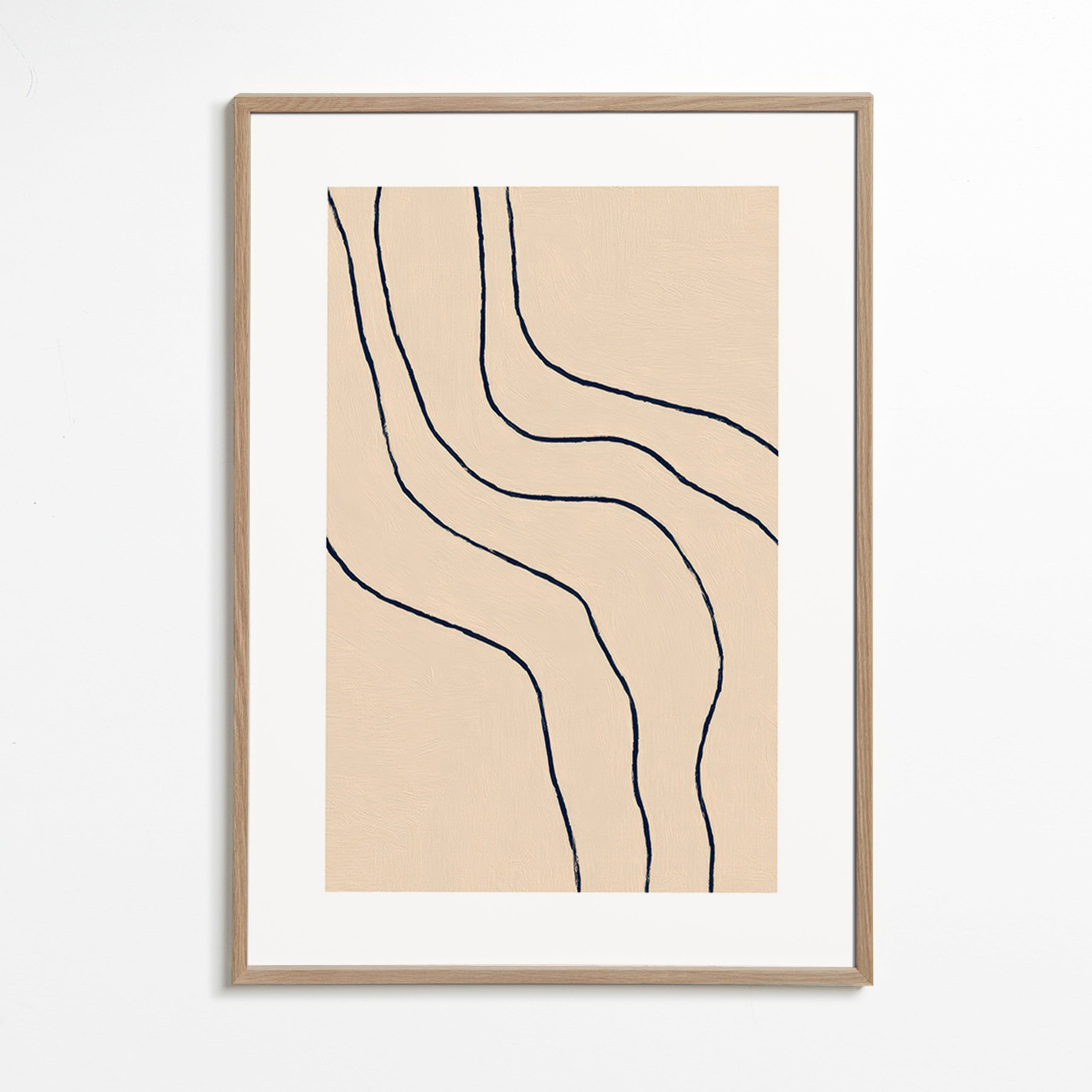 Quadro minimalista con linee organiche beige
