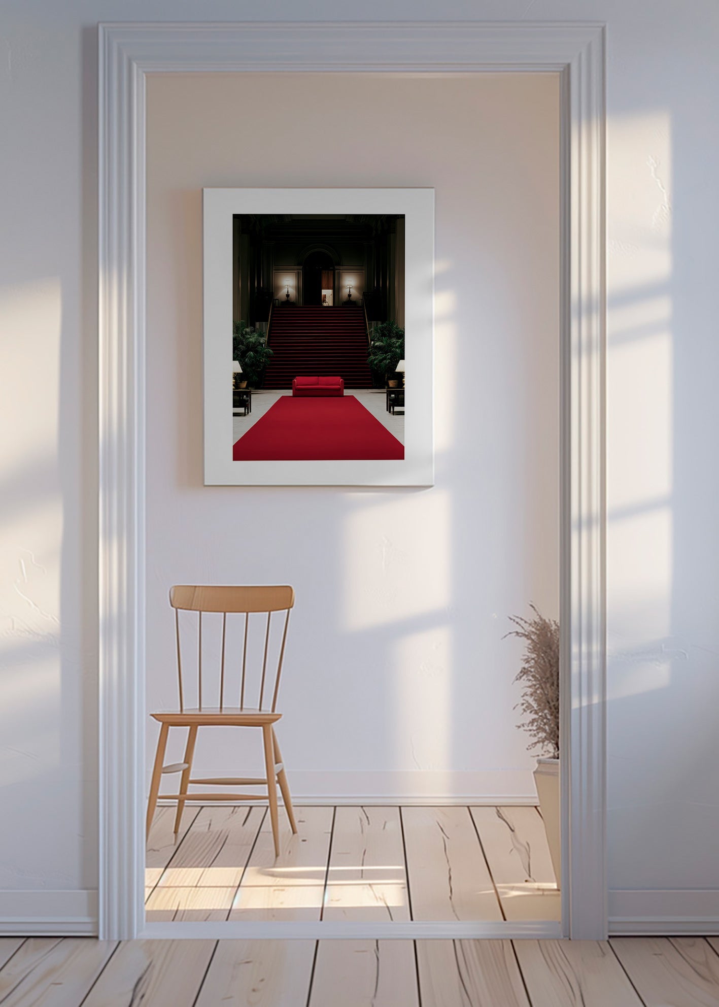 Fotografia di scala con tappeto rosso