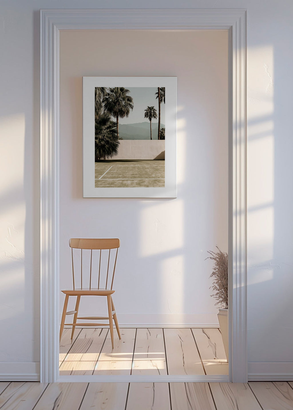 Arte paesaggistica palme e muro minimal