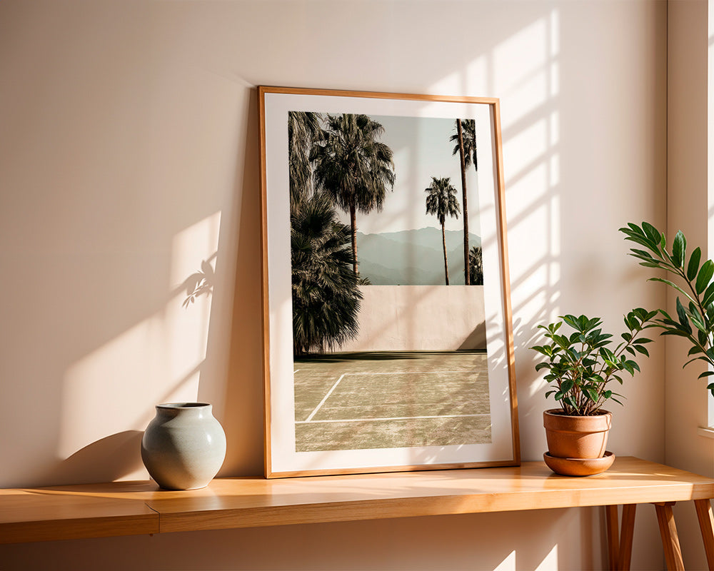 Arte paesaggistica palme e muro minimal