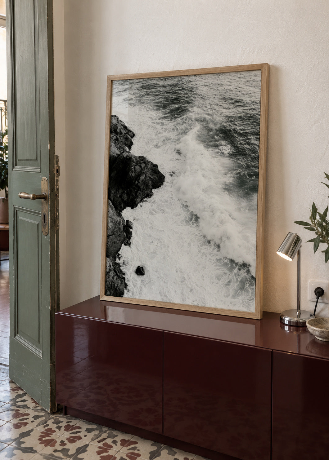 Atlantic Rocks - Framed poster in an interior