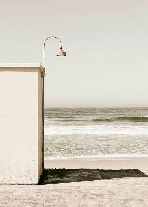 Quadro paesaggio spiaggia con lampada da parete