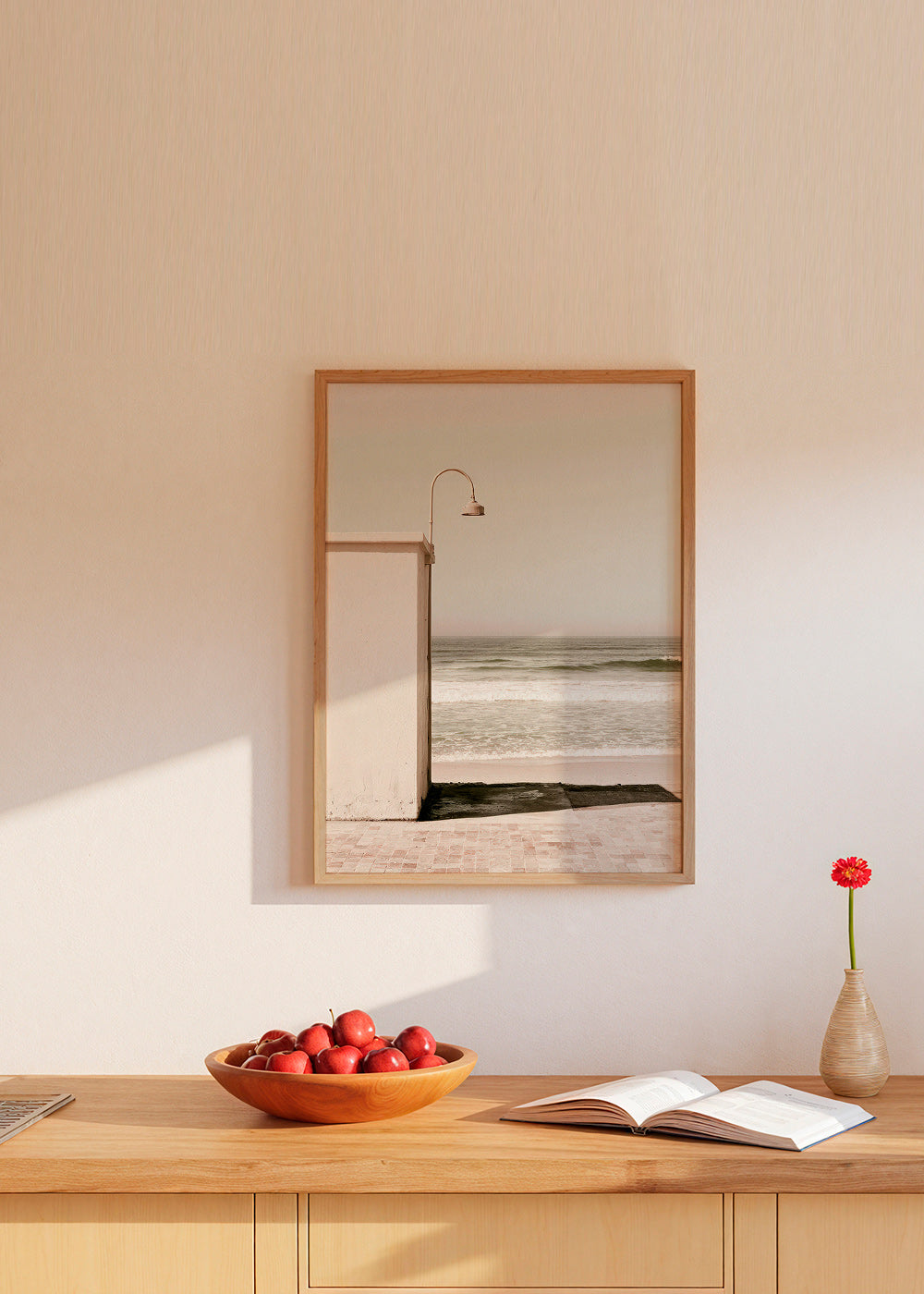 Quadro paesaggio spiaggia con lampada da parete