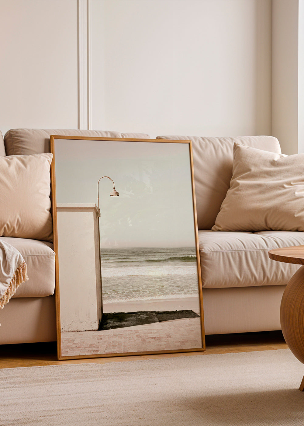 Quadro paesaggio spiaggia con lampada da parete