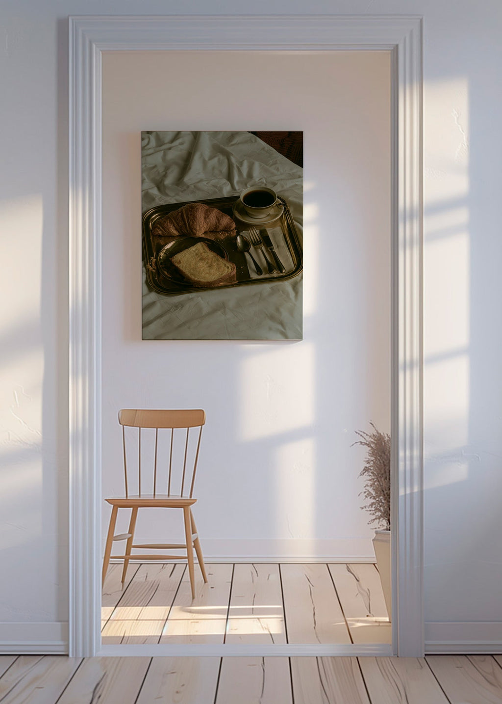Arte da cucina con colazione su vassoio