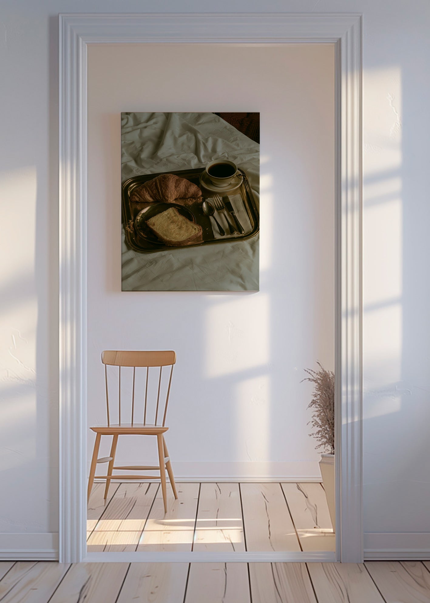 Arte da cucina con colazione su vassoio