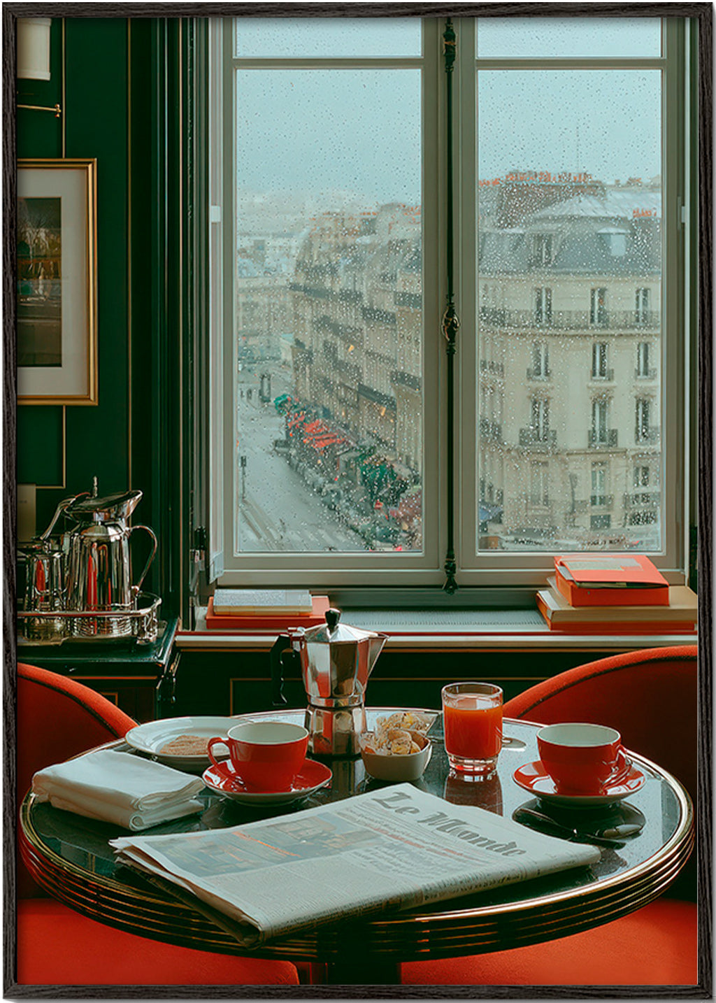 Arte da cucina con finestra parigina e caffè