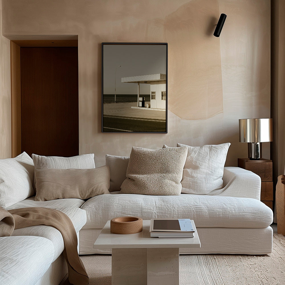 Quadro paesaggistico minimalista stazione costiera