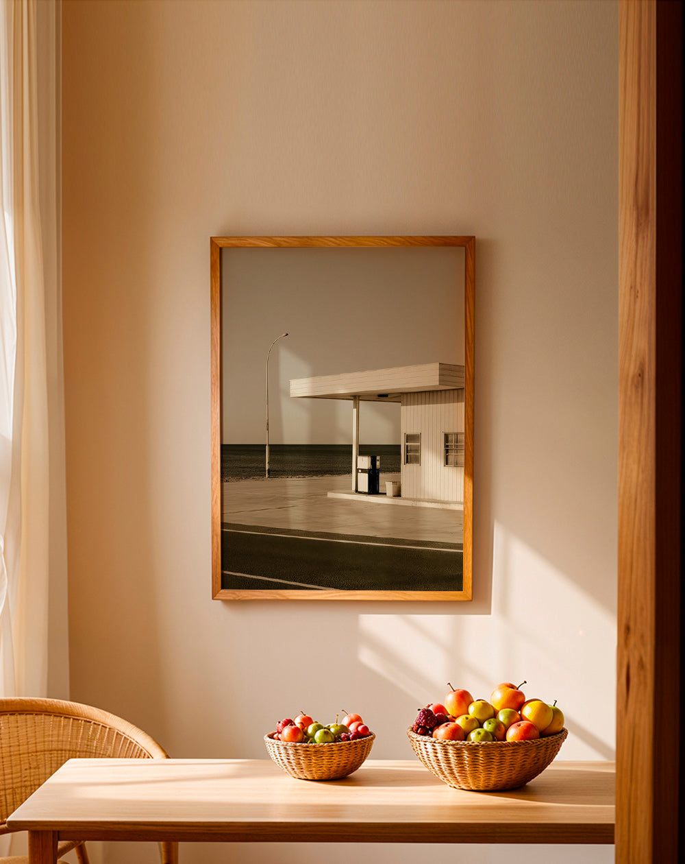 Quadro paesaggistico minimalista stazione costiera