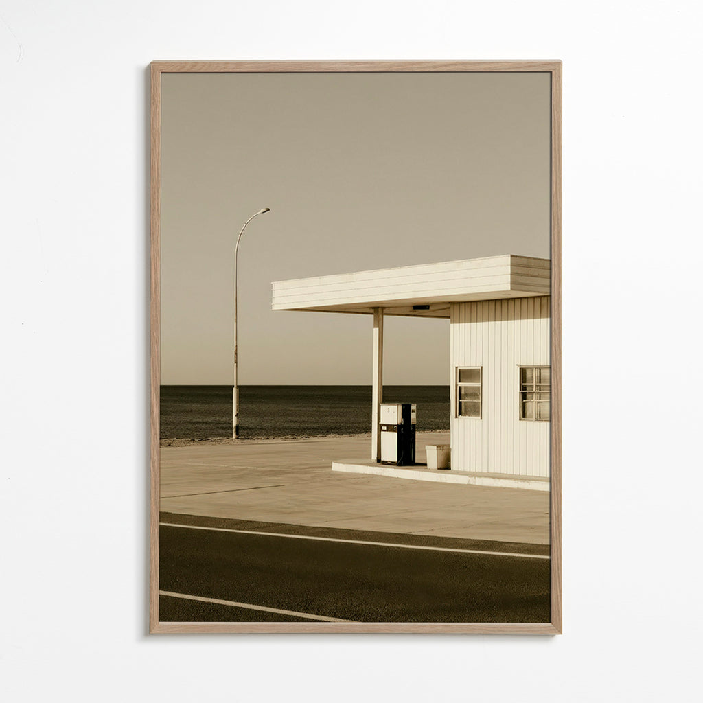 Quadro paesaggistico minimalista stazione costiera