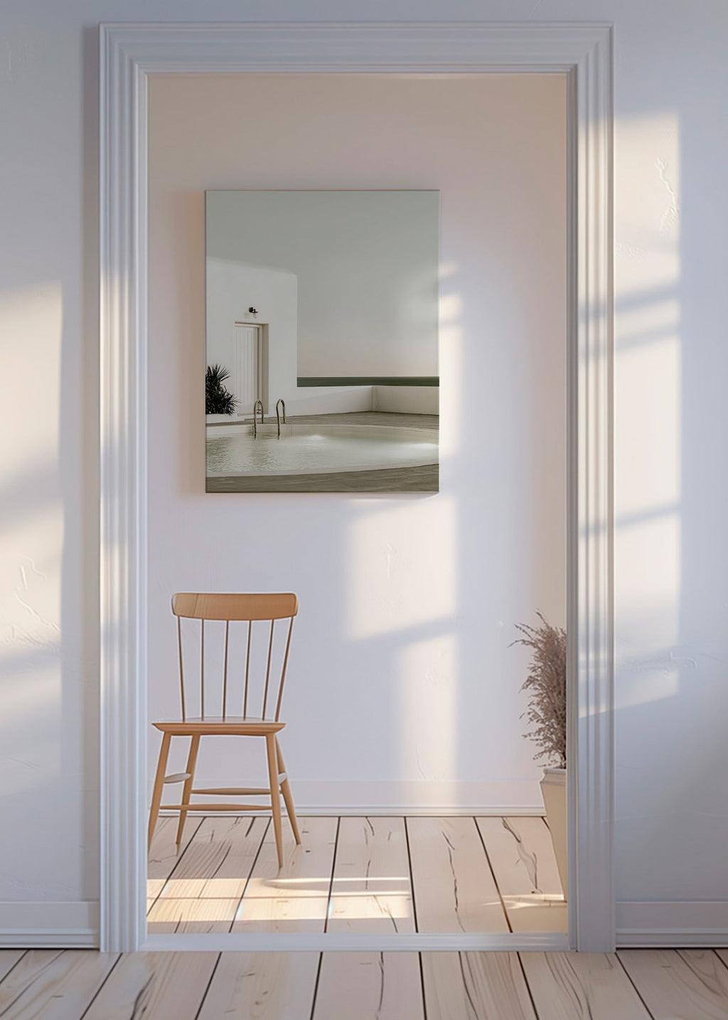 Fotografia di piscina minimalista e architettura bianca