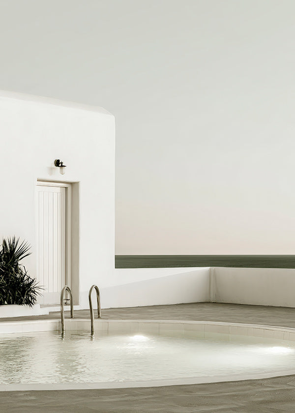 Fotografia di piscina minimalista e architettura bianca
