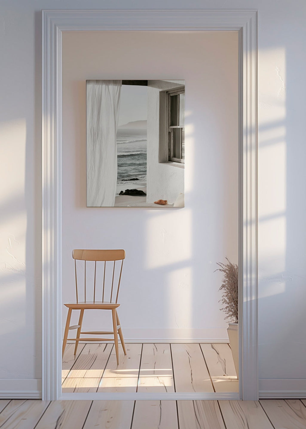 Quadro paesaggio con finestra sul mare