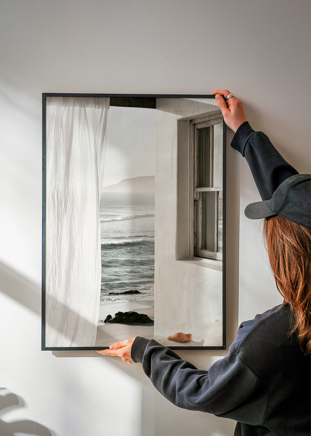 Quadro paesaggio con finestra sul mare