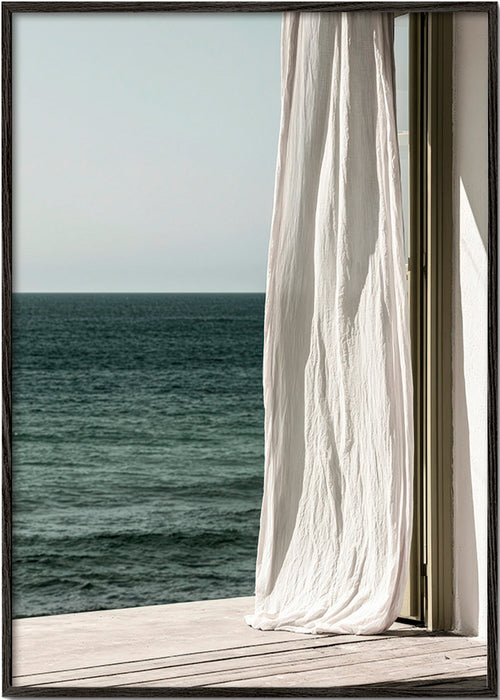 Quadro di paesaggio con tenda sul mare