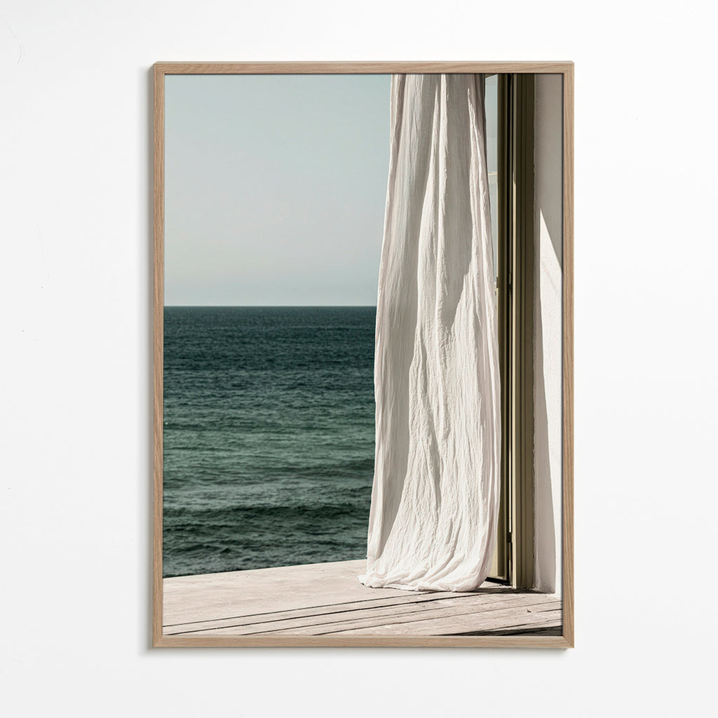 Quadro di paesaggio con tenda sul mare