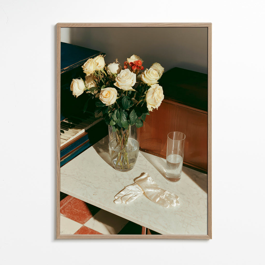 Stampa botanica di rose bianche