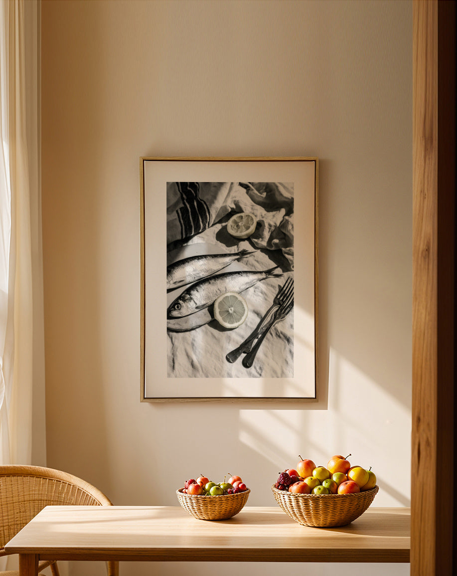 Citrus Lunch - Framed canvas in an interior