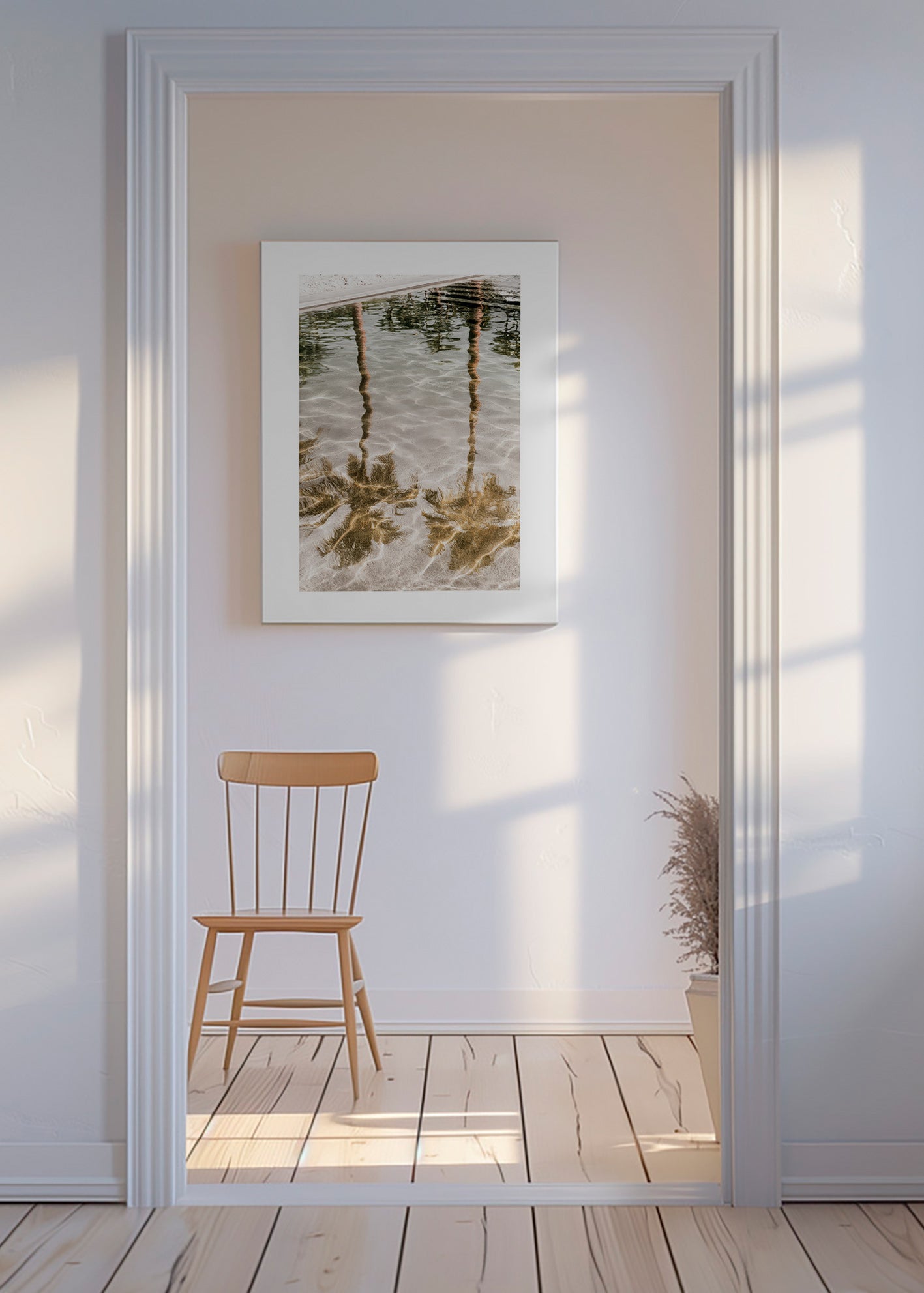 Arte paesaggistica con riflessi di palme