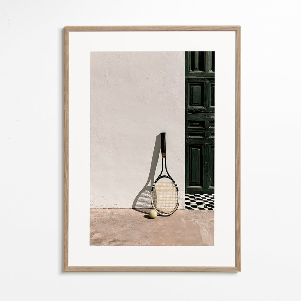 Arte sportiva con racchetta e pallina