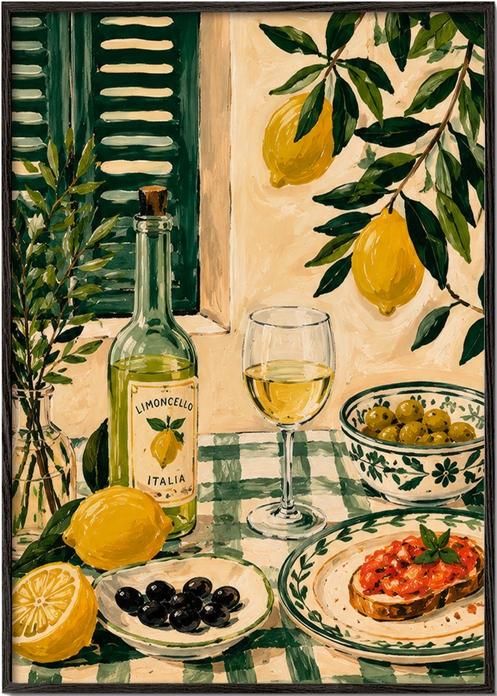 Arte da cucina: natura morta con limoni e limoncello