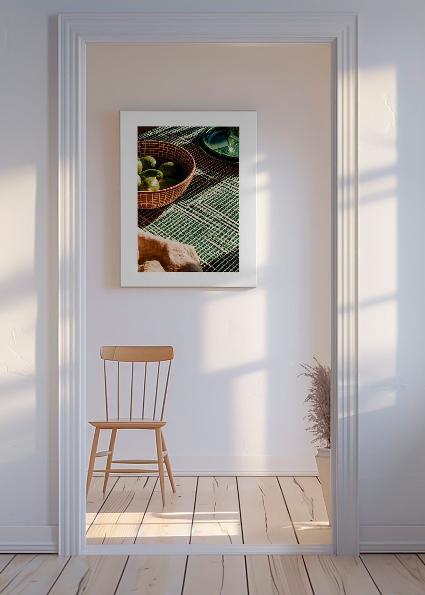 Arte da cucina con lime in ciotola e tessuto grafico