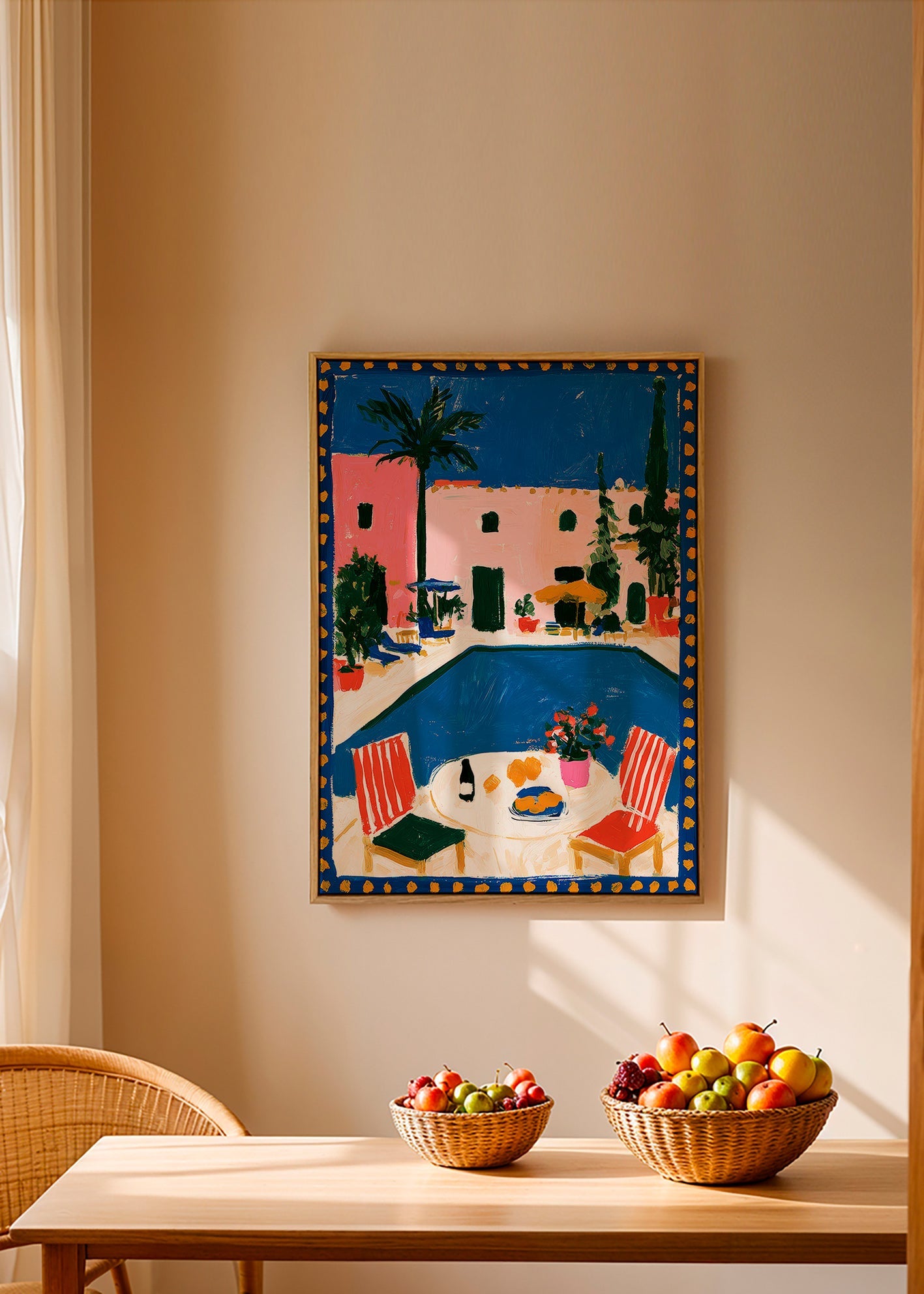 Poster di viaggio: villa rosa con piscina