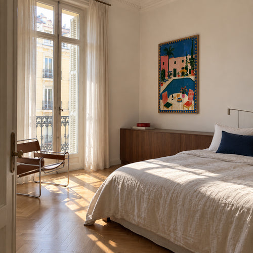 Pink Villa - Framed poster in an interior