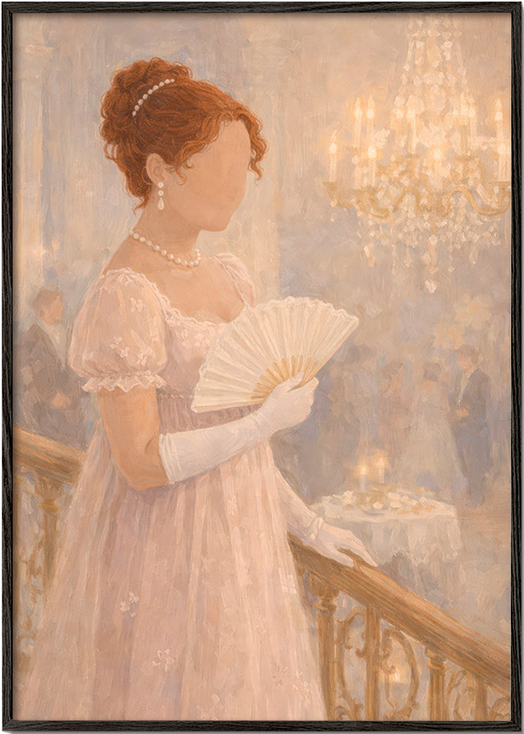 Illustrazione signora in sala da ballo
