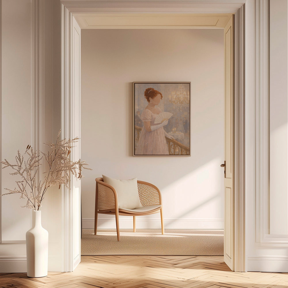 Illustrazione signora in sala da ballo