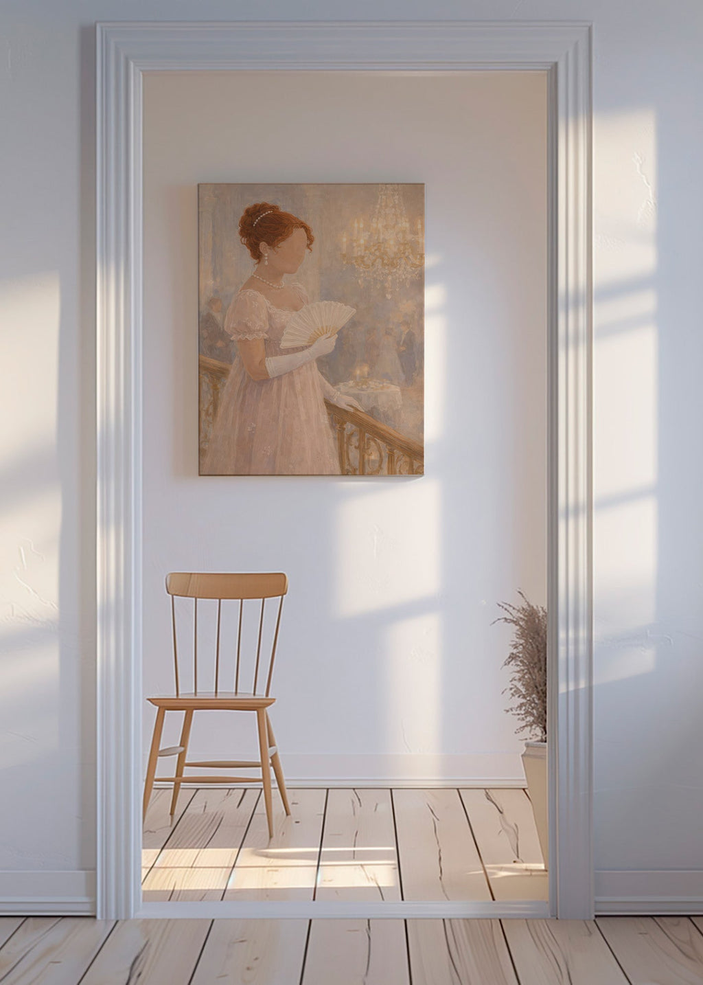 Illustrazione signora in sala da ballo