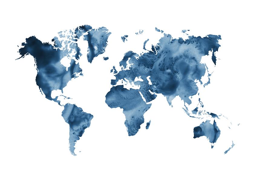Indigo Blue World Map