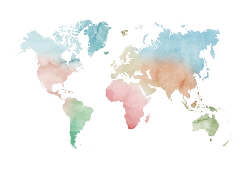 Watercolor World Map - Pastel colors