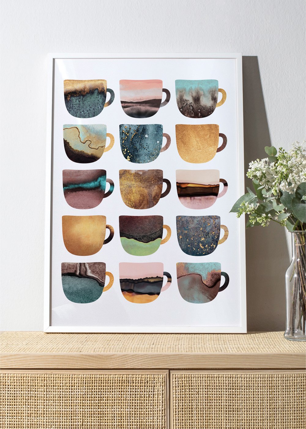 Quadro per la cucina Pretty earthy coffee cups  Quadri moderni e stampe da  parete – Artesta