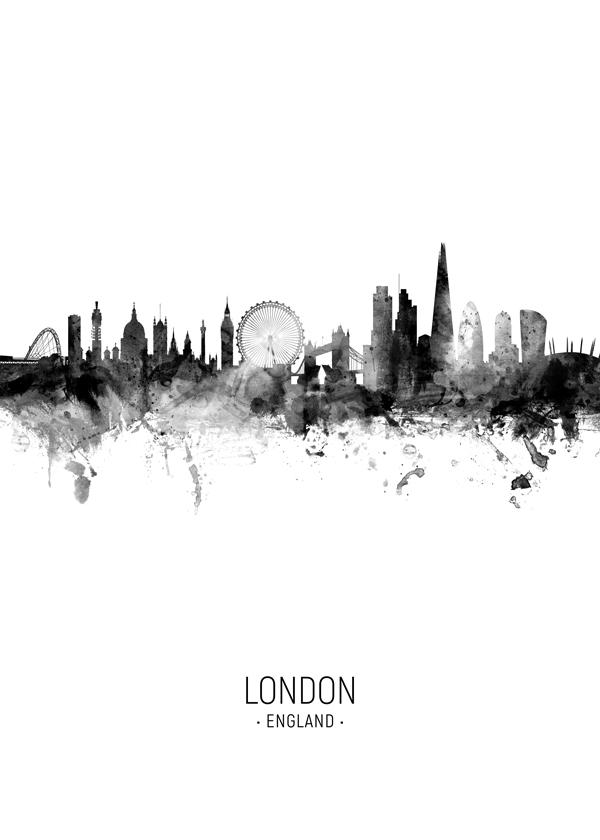 London Skyline en blanco y negro