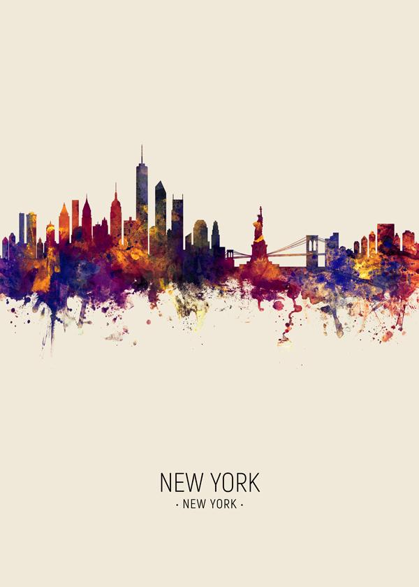 New York Skyline en beige