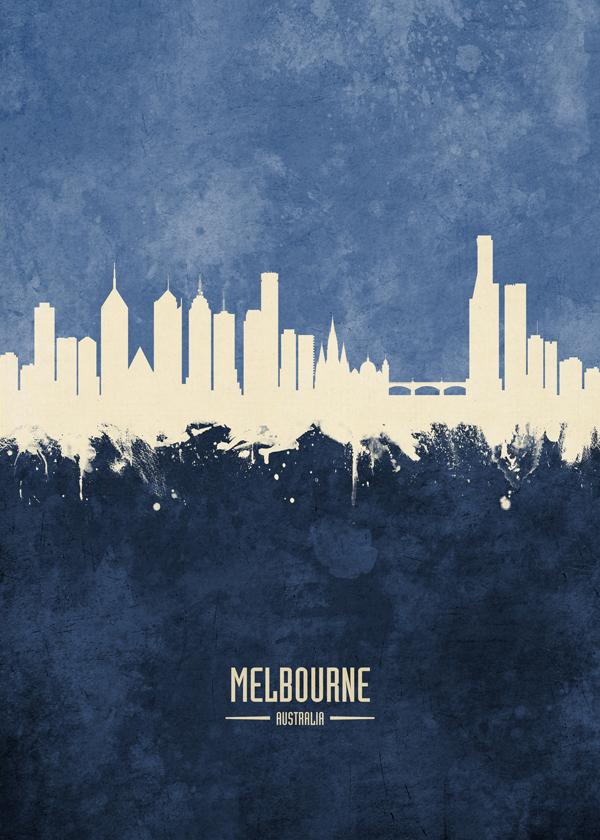 Melbourne Skyline azul