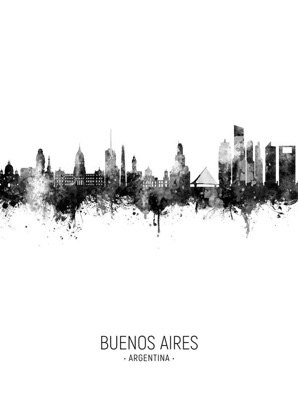 Buenos Aires Skyline blanco y negro