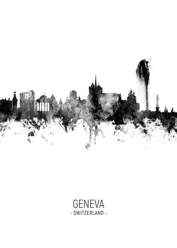 Geneva Skyline blanco y negro