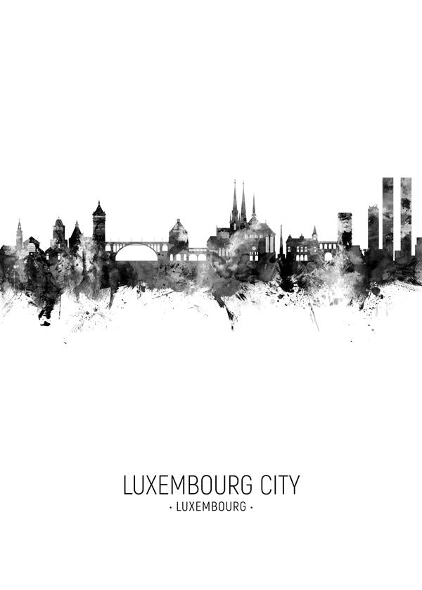 Luxembourg City Skyline blanco y negro