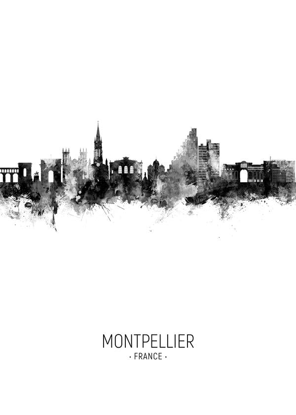 Montpellier Skyline blanco y negro
