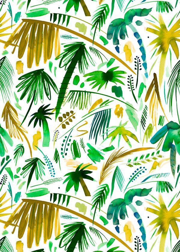 Brushstrokes Palms Green