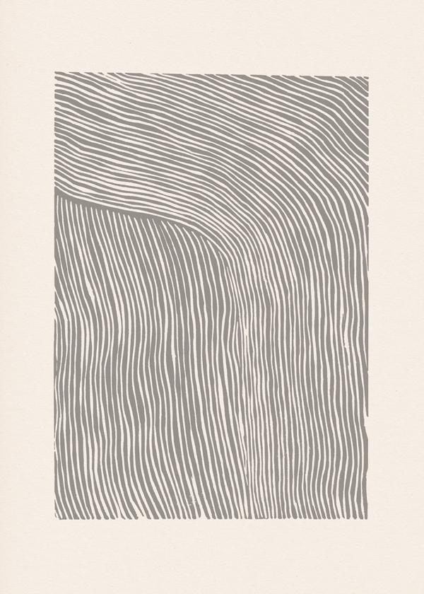 Stripes linocut Nº6 - Gray