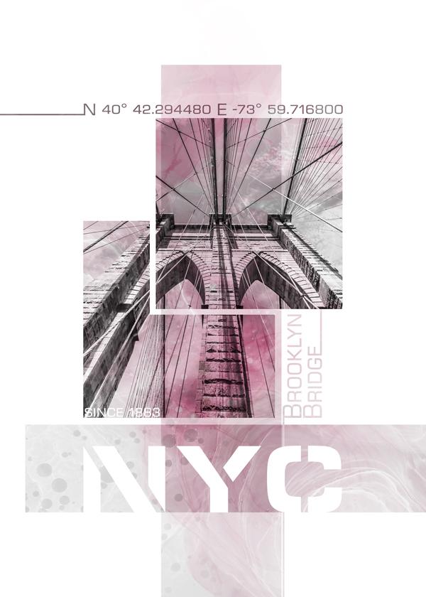 NYC Brooklyn Bridge Details | pink marble