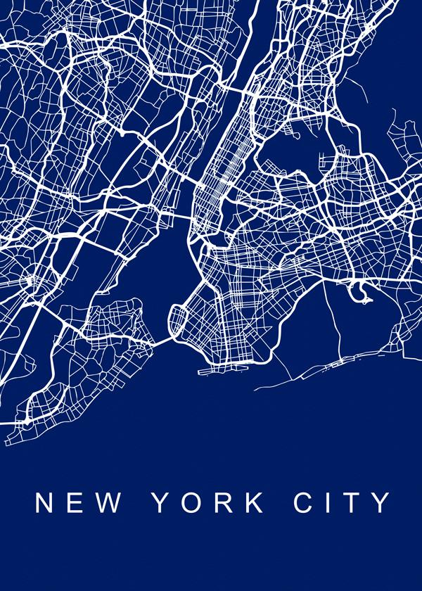 NYC Street Blue Map