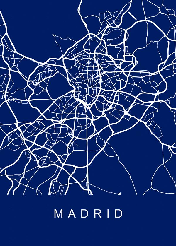 Madrid Street Blue Map