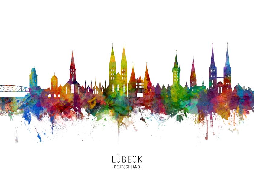 Lübeck Skyline multicolor