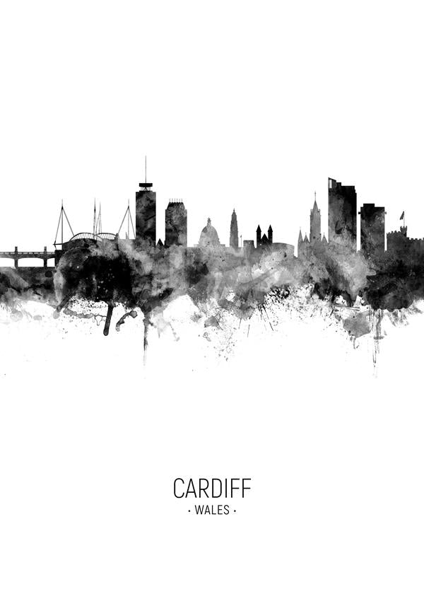 Cardiff Skyline blanco y negro