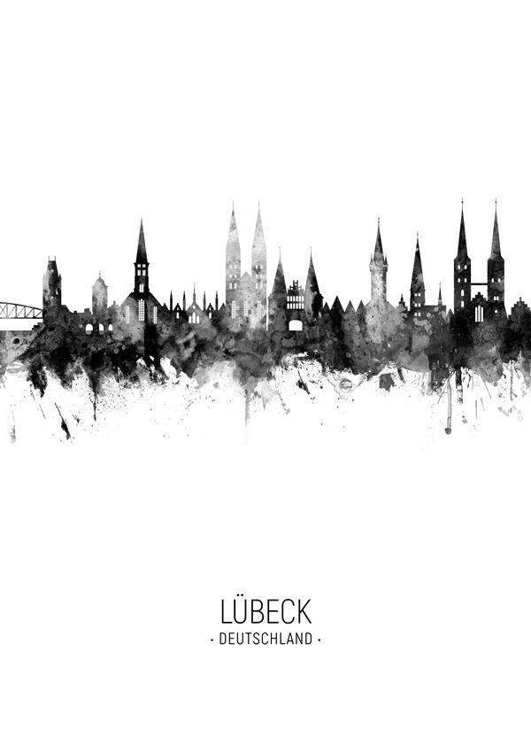 Lübeck Skyline blanco y negro