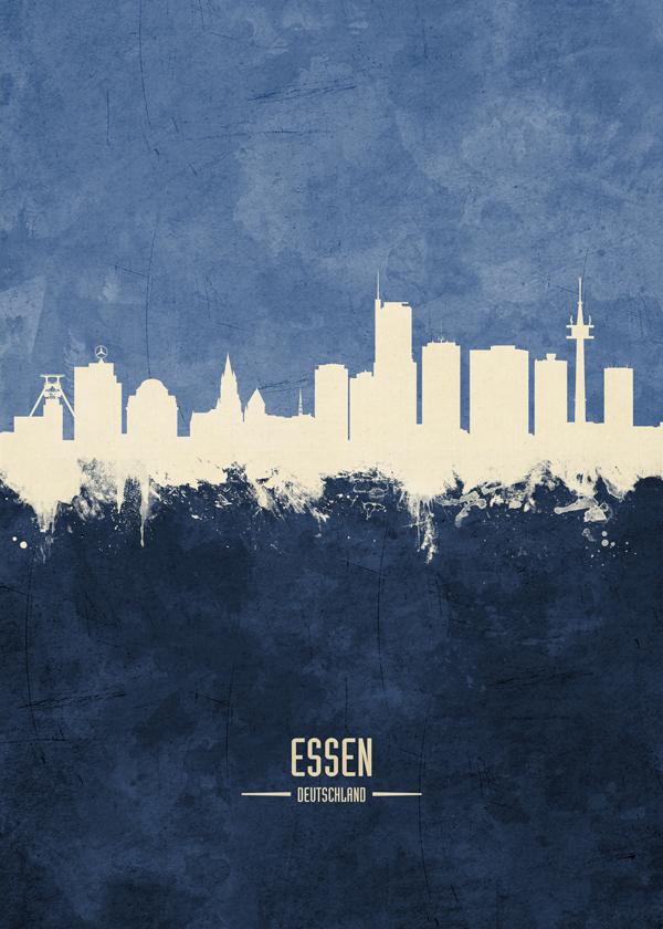 Essen Skyline azul